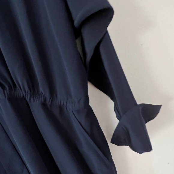 A.L.C. Navy Blue Silk Long Dolman Sleeve Jumpsuit Size 2 EUC - Picture 5 of 8